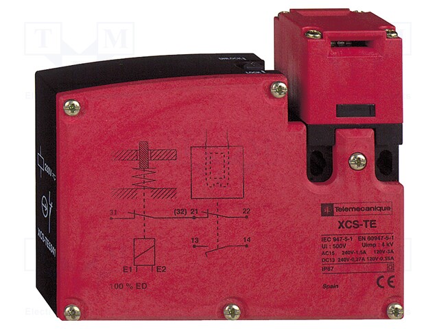 Safety switch: key operated; XCSTE; NC + NC; IP67; plastic; red