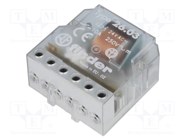 Relay: installation; bistable; NC + NO; Ucoil: 24VAC; 10A; -40÷40°C