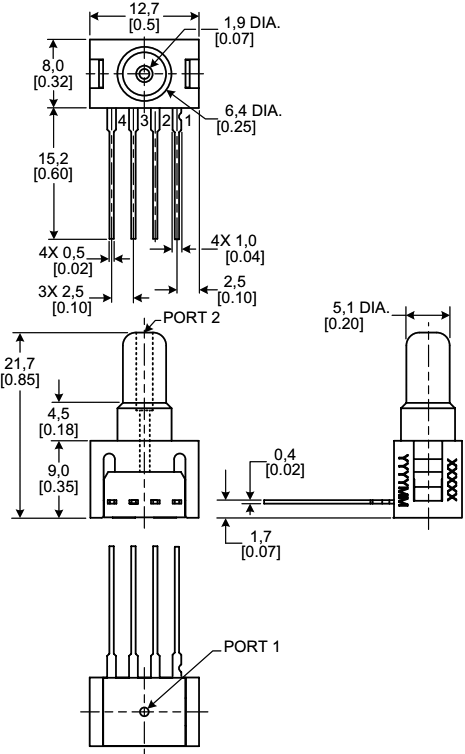 Sensor: pressure; Range: ±1psi; gage; Output conf: analogue