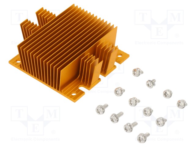 Heatsink: extruded; grilled; golden; L: 58mm; W: 61mm; H: 22.9mm