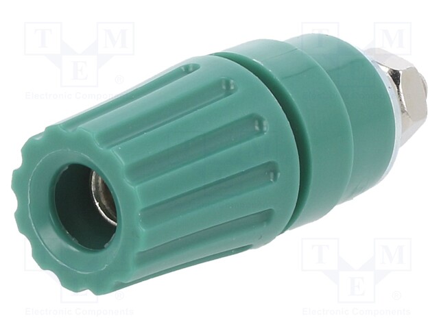 Socket; 4mm banana; 35A; 60VDC; green; nickel plated; -25÷100°C