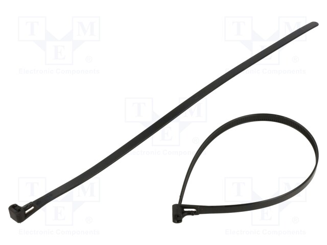 Cable tie; multi use; L: 300mm; W: 7.2mm; polyamide; black; 50pcs.