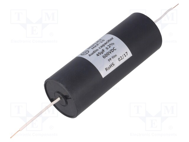 Capacitor: polypropylene; 45uF; 600VDC; ±2%; Ø45x119mm; -25÷85°C