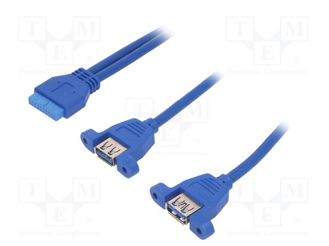 Cable: USB-USB; USB 3.0 19pin,USB A socket x2; 0.65m