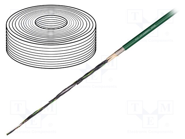 Wire: control cable; chainflex® CF6; 3G1,5mm2; PVC; green; Cu; 9mm