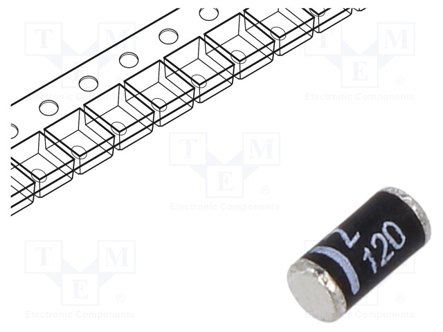 Diode: Zener; 1.3W; 120V; 10mA; SMD; reel,tape; MELF; single diode