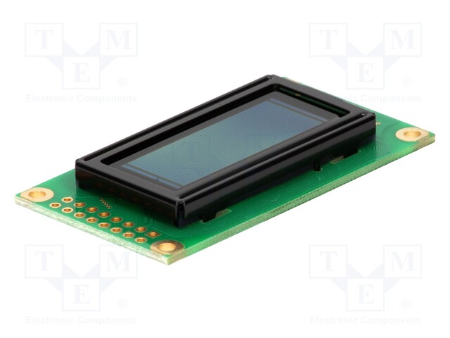 Display: OLED; alphanumeric; 8x2; Window dimensions: 38x16mm