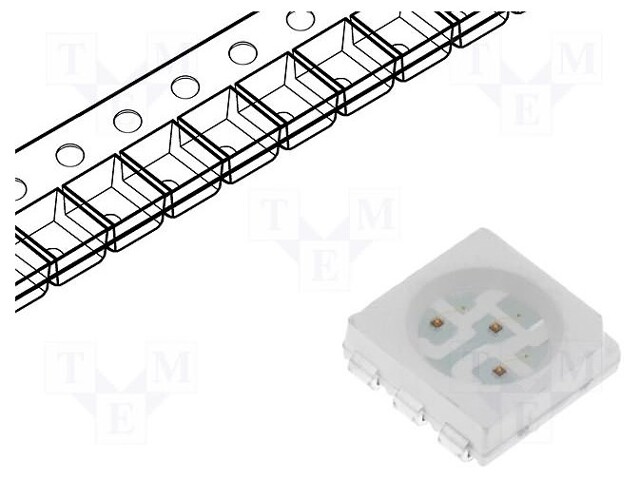 LED; SMD; 5060,PLCC6; red; 1560÷1900mcd; 5x5x1.5mm; 120°; 1.8÷2.6V