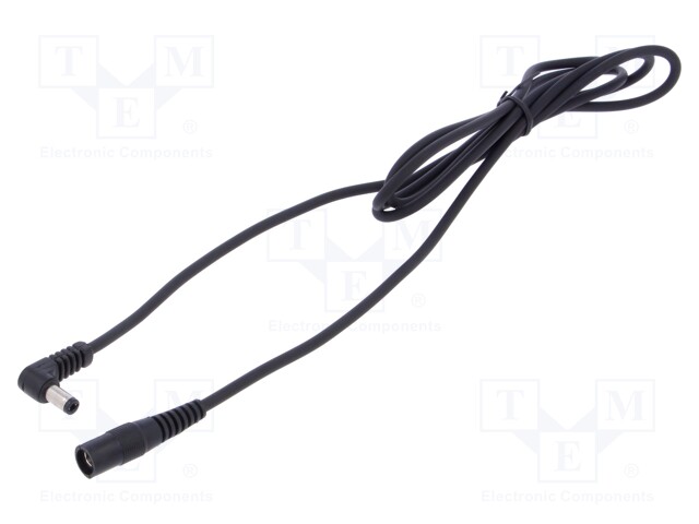 Cable; DC 5,5/2,1 socket,DC 5,5/2,5 plug; angled; 1mm2; black