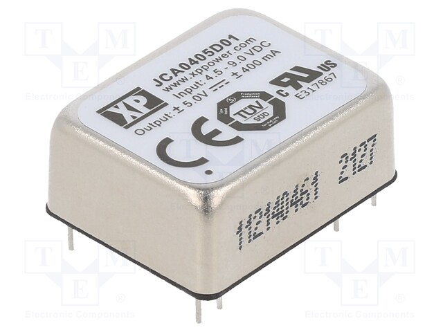 Isolated Board Mount DC/DC Converter, 2:1 Input, ITE, 2 Output, 4 W, 5 V, 400 mA, -5 V