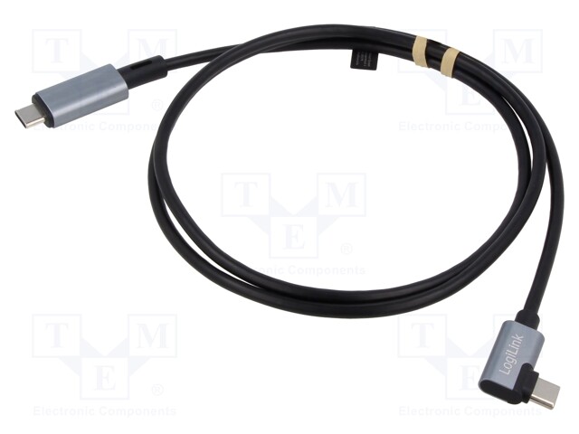 Cable; angular,USB 2.0; USB C plug,both sides; 1m; black; 480Mbps