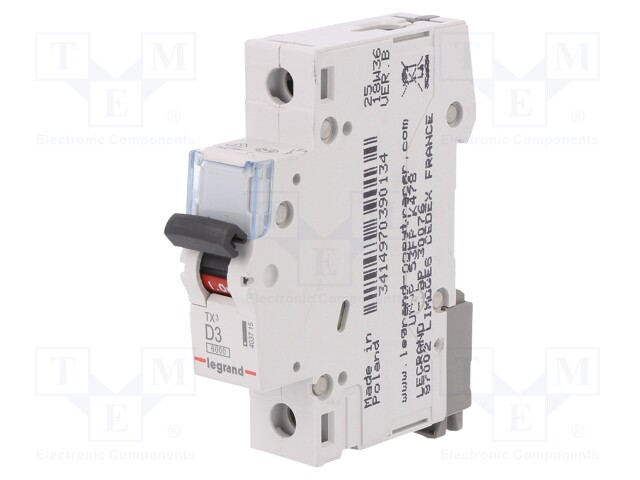 Circuit breaker; 230VAC; Inom: 3A; Poles: 1; DIN; Charact: D; 6kA