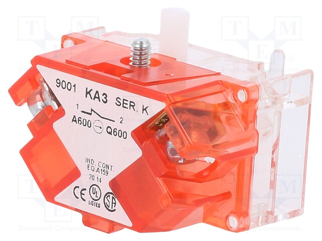 Contact Block, 3 A, 240 V, 1 Pole, Screw Clamp