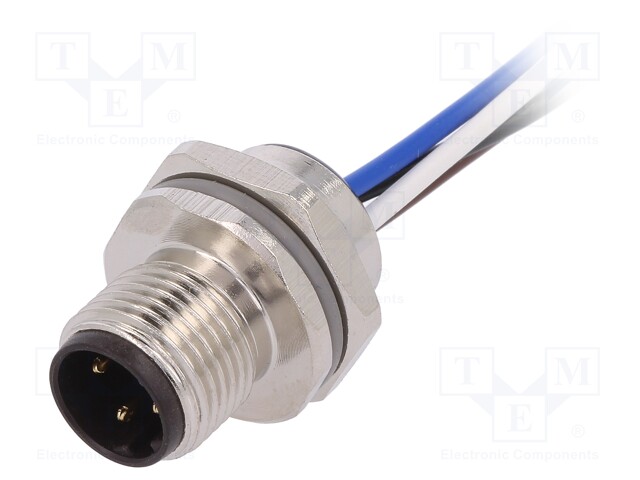 Socket; M12; PIN: 4; male; D code-Ethernet; cables; IP67; straight