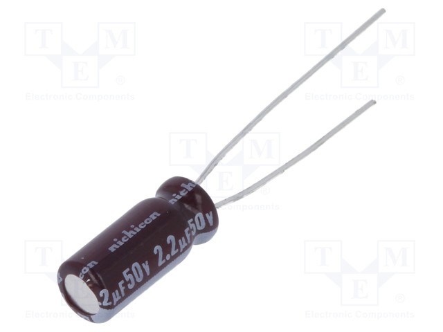 Capacitor: electrolytic; low impedance; THT; 2.2uF; 50VDC; Ø5x11mm