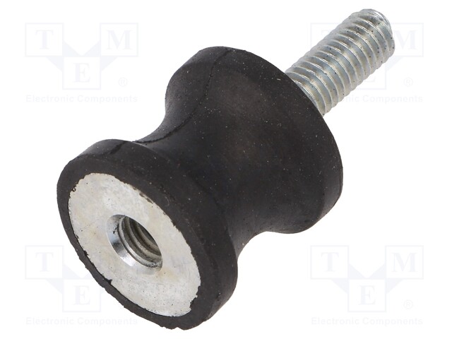 Vibration damper; M6; Ø: 20mm; rubber; L: 19mm; Thread len: 18mm