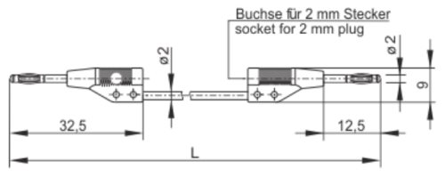 Test lead; 60VDC; 30VAC; 6A; banana plug with axial socket 2mm