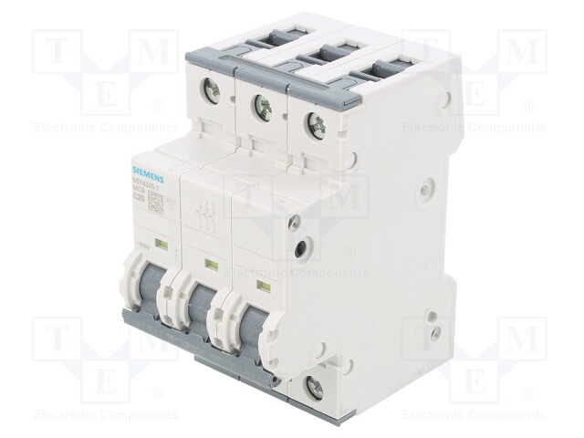 Circuit Breaker, MCB, 5SY4, 3P, 10 kA, 400 V, 25 A