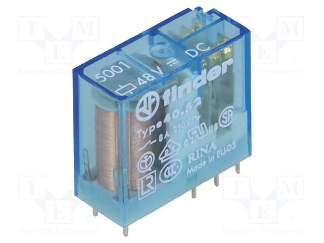 Relay: electromagnetic; DPDT; Ucoil: 48VDC; 8A/250VAC; 8A/30VDC