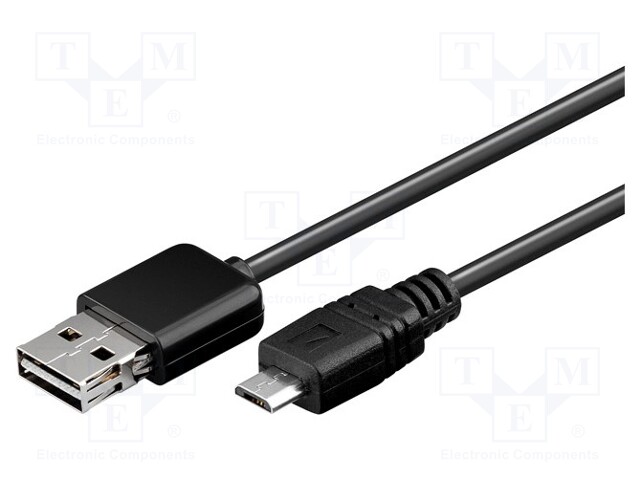 Cable; USB 2.0; USB B micro plug,USB A plug easy; 1m; black