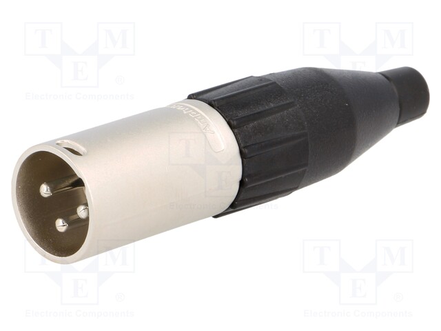 Plug; XLR; male; PIN: 3; straight; for cable; soldering; 133V; 15A