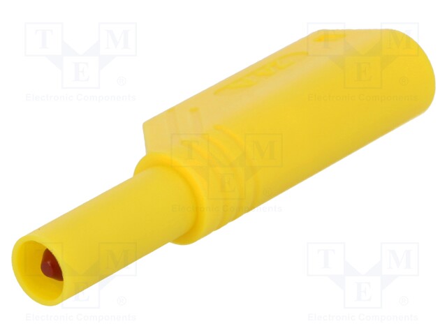 Plug; 4mm banana; 24A; 1kVDC; yellow; with 4mm axial socket; 3mΩ