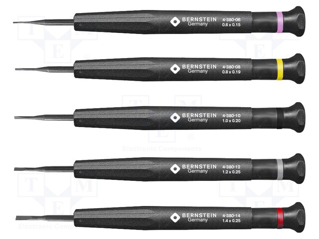 Kit: screwdrivers; Pcs: 5; precision; slot