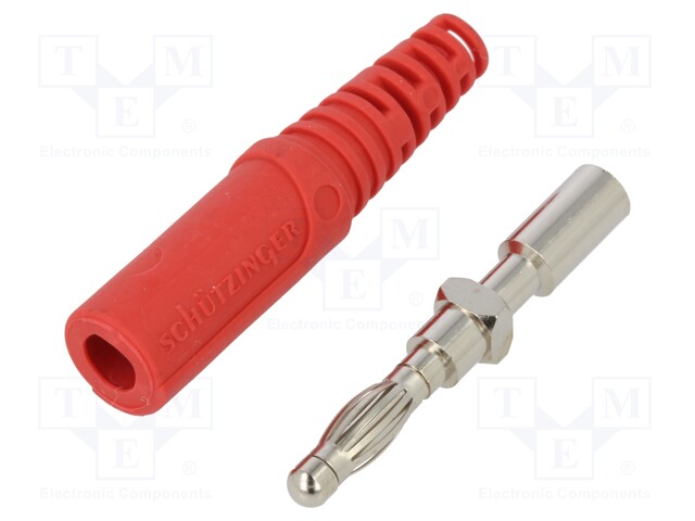 Plug; 4mm banana; 32A; 70VDC; red; Max.wire diam: 4mm