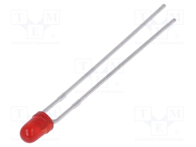 LED; 3mm; red; 800÷1200mcd; 50°; Front: convex; No.of term: 2