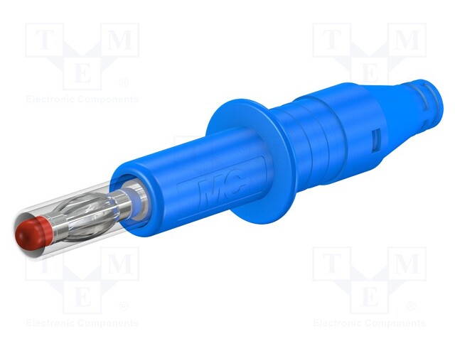 Plug; 4mm banana; 32A; 600V; blue; 2.5mm2; Plating: nickel plated