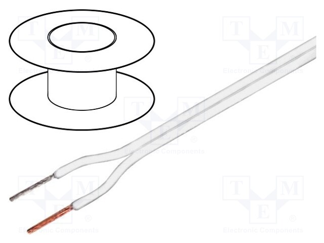 Wire: loudspeaker cable; 2x0,75mm2; stranded; OFC; white; PVC; 100m