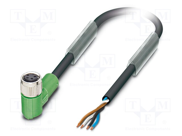 Connection lead; M8; PIN: 4; angled; 10m; plug; 30VAC; 4A; -25÷90°C