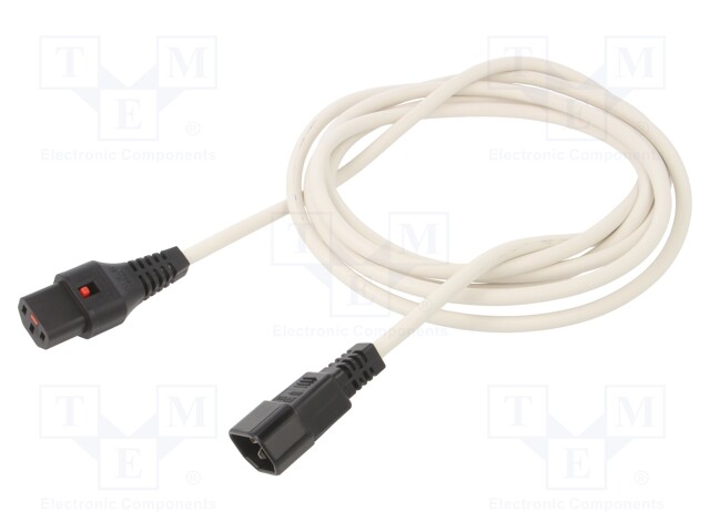 Cable; IEC C13 female,IEC C14 male; 3m; with IEC LOCK locking