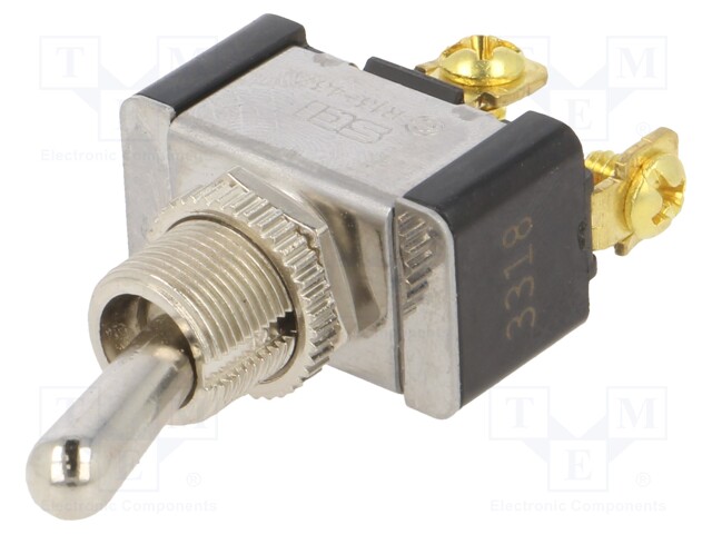 Switch: toggle; Pos: 2; SPST; OFF-(ON); 21A/14VDC; Leads: screw; 50mΩ