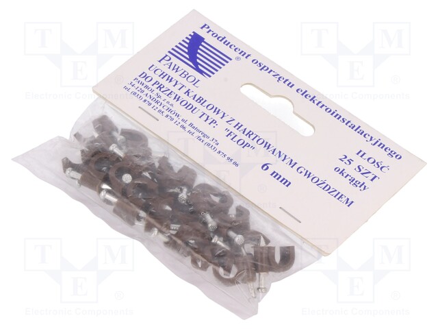 Holder; brown; Application: on round cable; 25pcs; with a nail