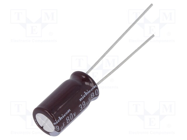 Capacitor: electrolytic; low impedance; THT; 39uF; 80VDC; Ø8x15mm