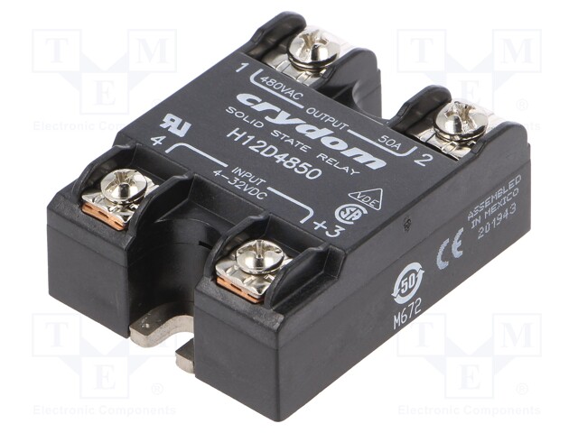 Relay: solid state; Ucntrl: 4÷32VDC; 50A; 48÷530VAC; -40÷80°C; IP00