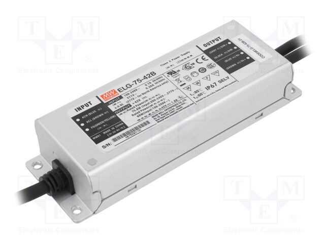 Power supply: switched-mode; LED; 75.6W; 42VDC; 1.8A; 100÷305VAC