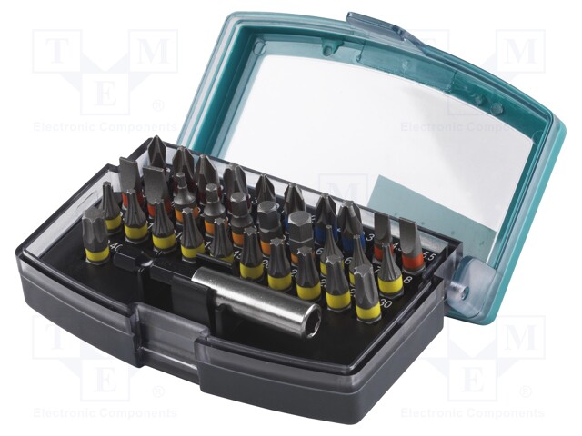 Screwdriver bits; Pcs: 32; Package: plastic box