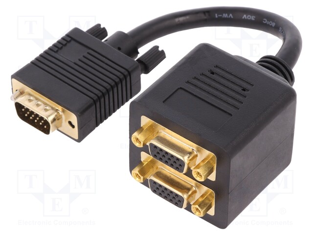 Cable; D-Sub 15pin HD plug,D-Sub 15pin HD socket x2; black