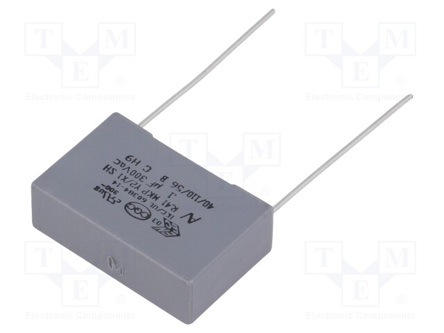 Capacitor: polypropylene; Y2; 100nF; 22.5mm; ±20%; 26.5x8.5x17mm