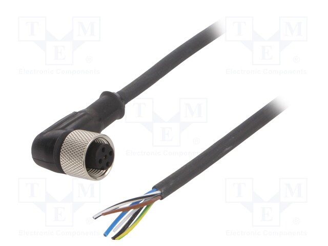 Connection lead; M12; PIN: 5; angled; 5m; plug; 24VAC; 4A; -25÷70°C