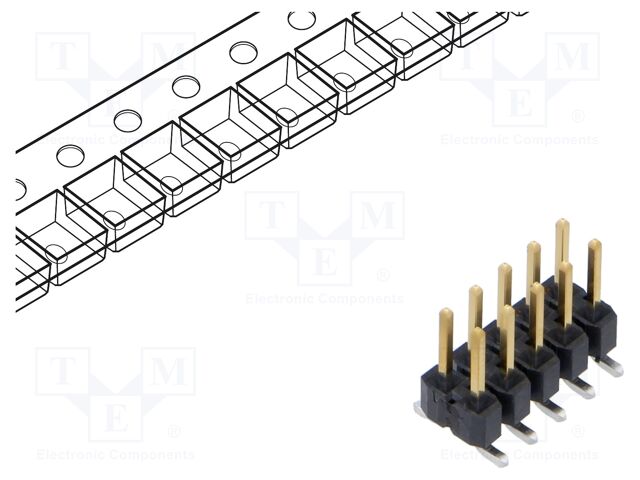 Connector: pin strips; male; PIN: 10; 2.54mm; gold-plated; SMT