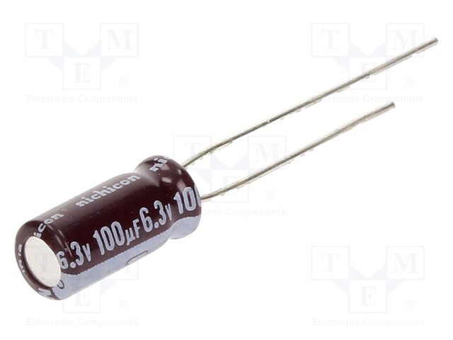 Capacitor: electrolytic; low impedance; THT; 100uF; 6.3VDC; ±20%