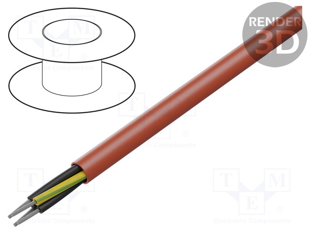 Wire; SiHF-J; 7G2.5mm2; Cu; stranded; silicone; red-brown