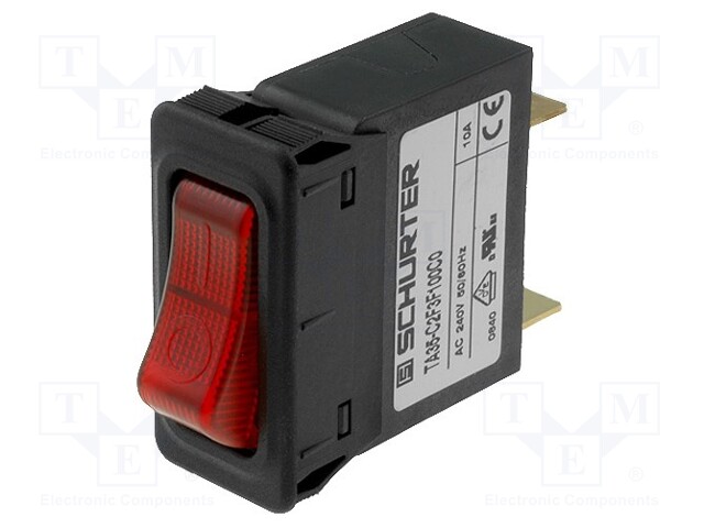 Overcurrent breaker; Urated: 240VAC; 32VDC; 10A; Contacts: SPST