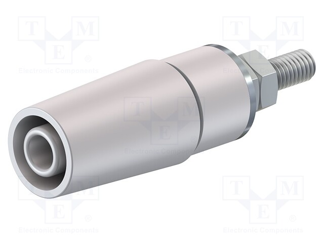 Socket; 4mm banana; 32A; 1kV; white; nickel plated; insulated