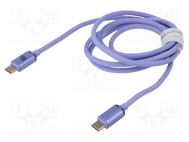 Cable; USB 2.0; USB A socket,USB C plug; 1.2m; violet; 100W