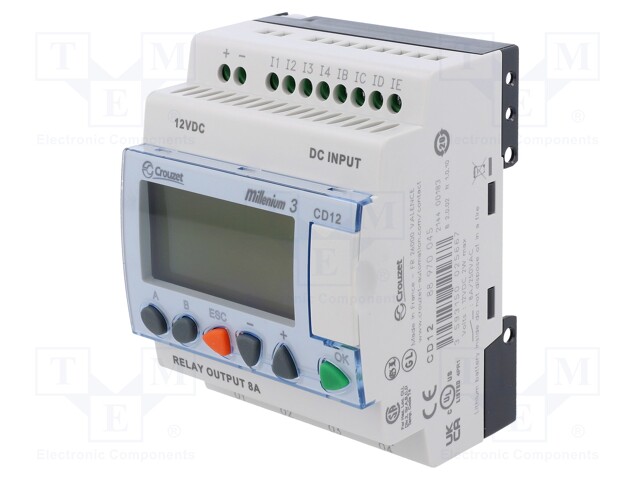 Programmable relay; IN: 8; OUT: 4; OUT 1: relay; 12VDC; DIN; IP20