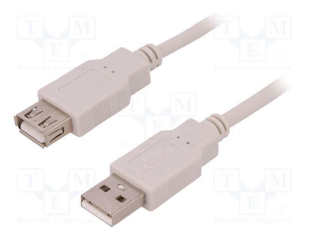 Cable; USB A socket,USB A plug; 3m; white